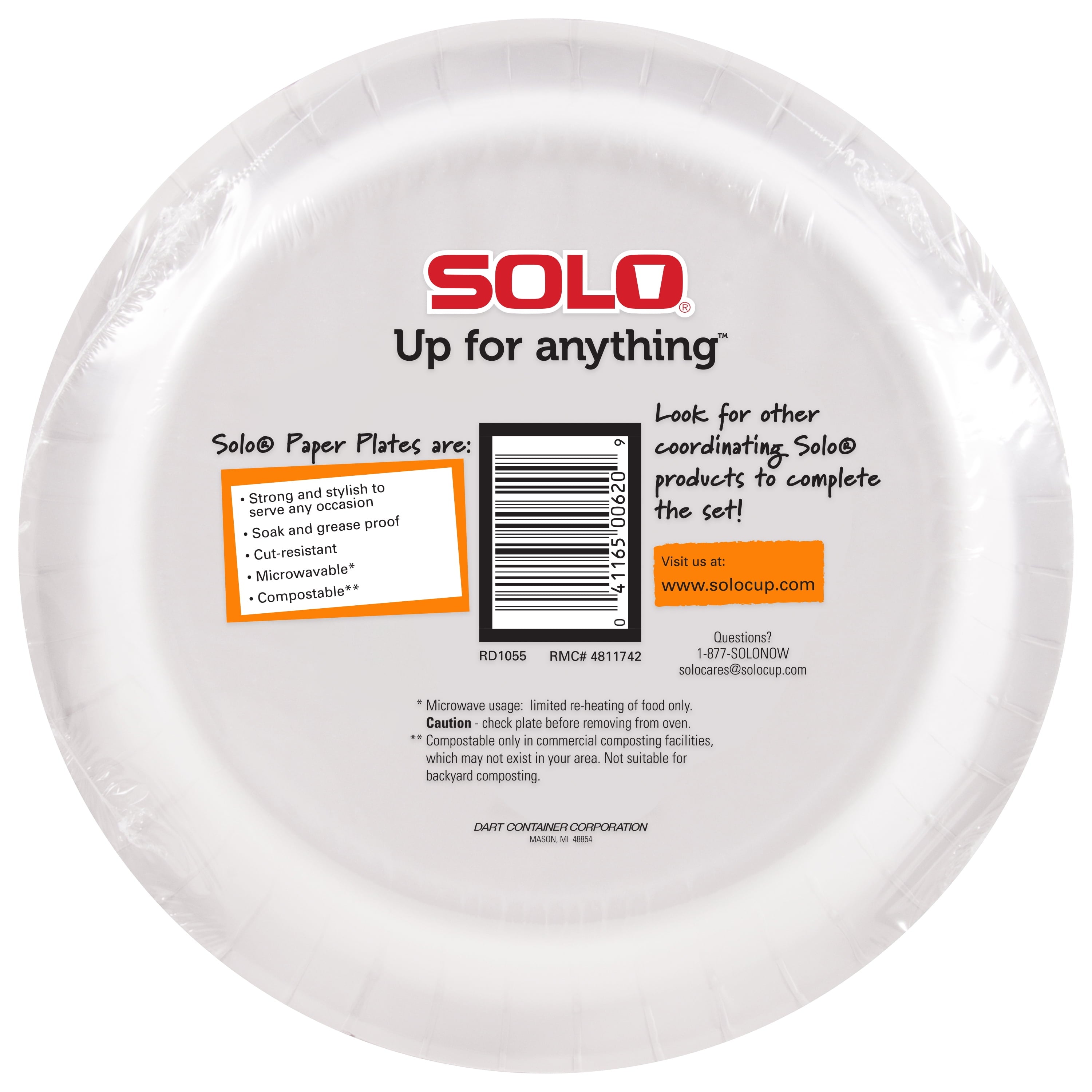 Solo Jazz Disposable Paper Plates, 10in, 55ct