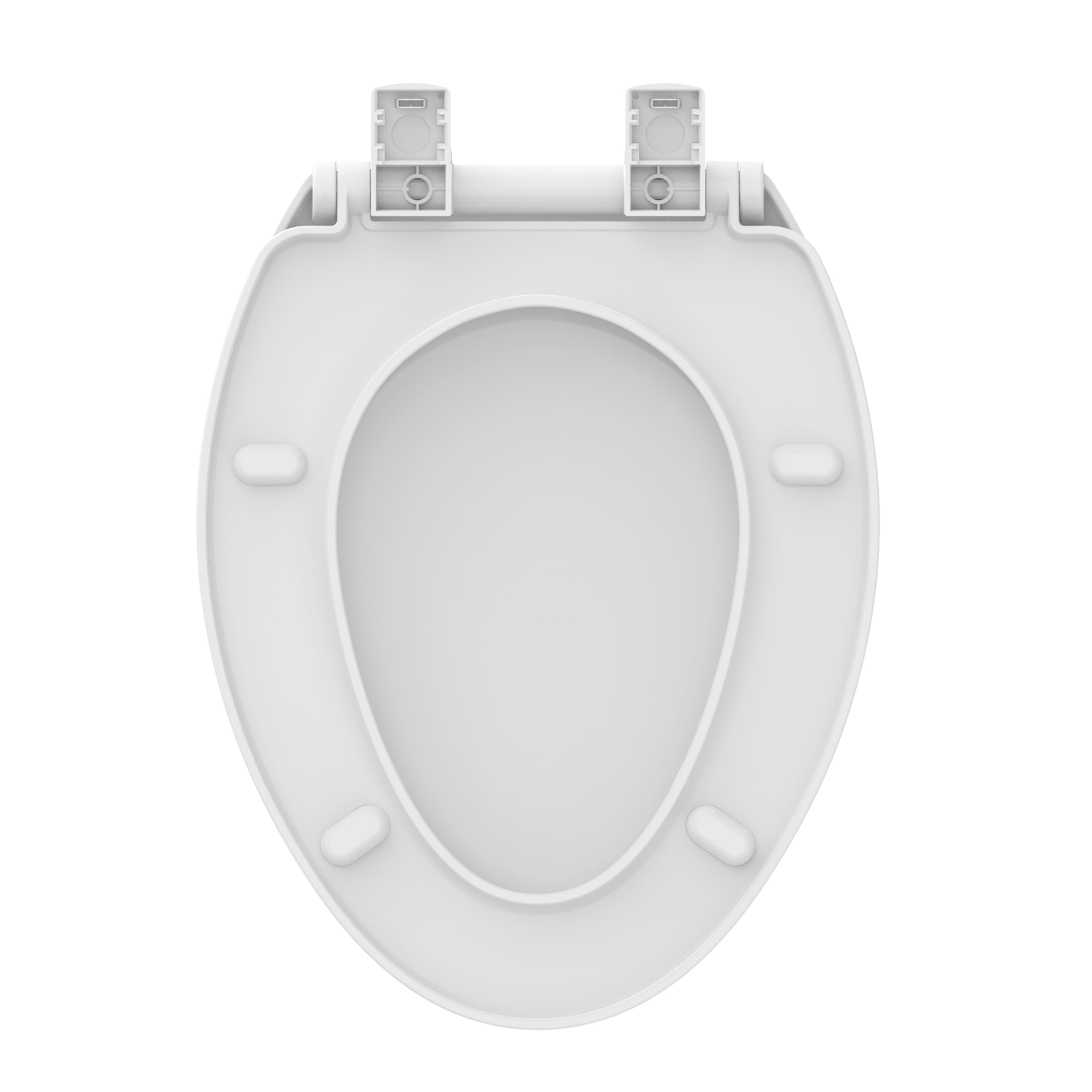 Mainstays Elongated Plastic Toilet Seat with Soft Close and Easy off in Daisy White