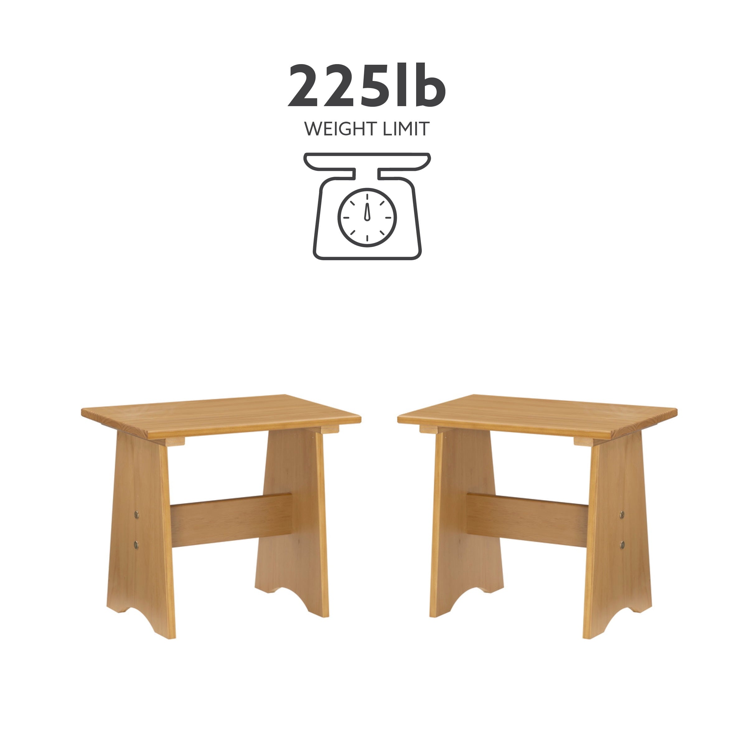 Linon Kasey Backless Dining Bench, Set of 2, Honey