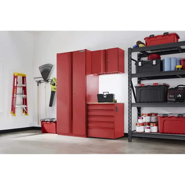3-Piece Heavy Duty Welded Steel Garage Storage System in Red (64 in. W x 81 in. H x 24 in. D)