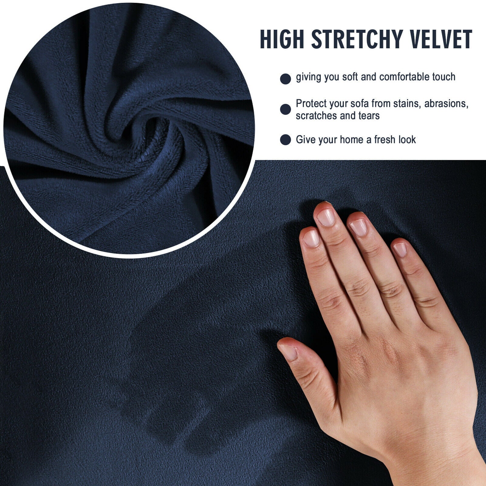 Topchances Velvet Plush 4 Piece Stretch Sofa Covers Couch Covers for 3 Cushion Couch 3 Seater Covers (Base Cover Plus 3 Individual Cushion Covers) Feature Thick Soft Stay in Place