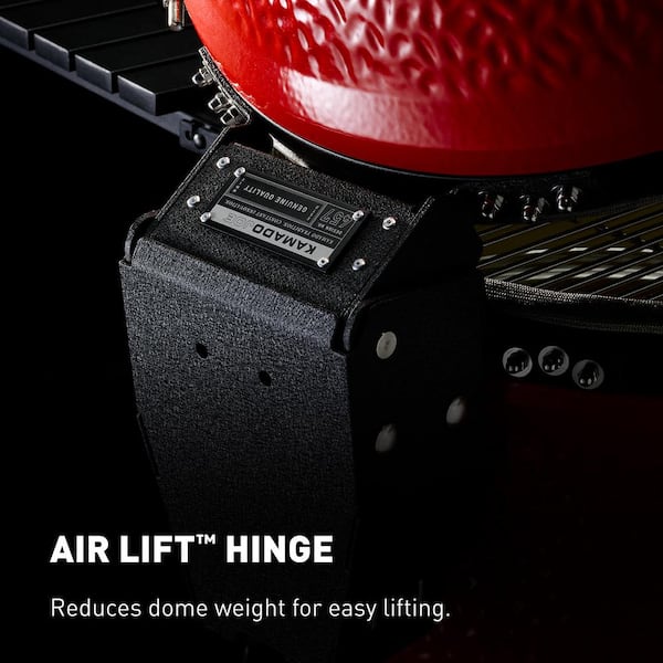 Big Joe II 24 in. Charcoal Grill in Red with Cart, Side Shelves, Grate Gripper, and Ash Tool