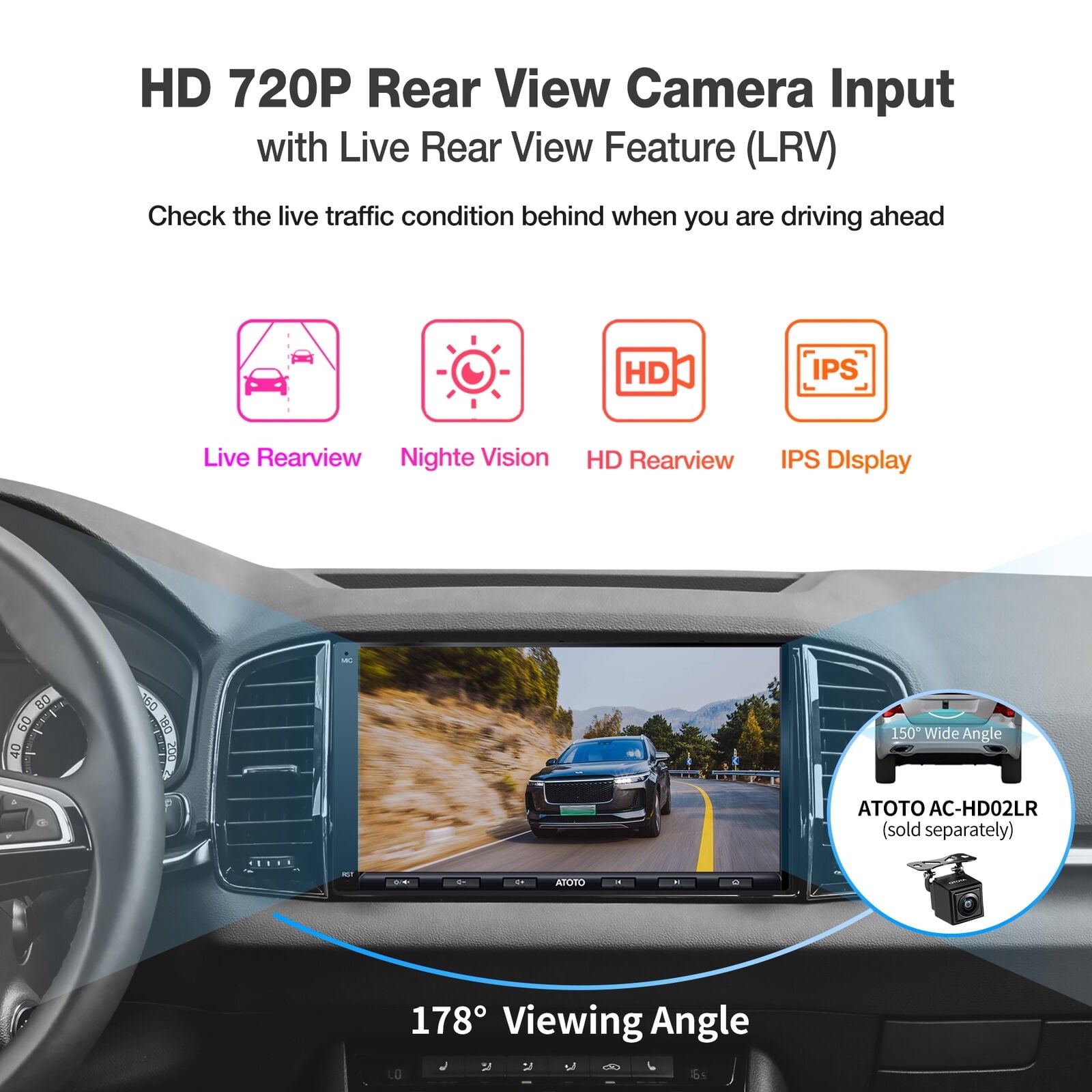 ATOTO 7inch Touchscreen Car Stereo Head Unit,A6PF Double Din Wireless Apple Carplay&Wireless Android Auto with GPS Tracker,HD Camera Input