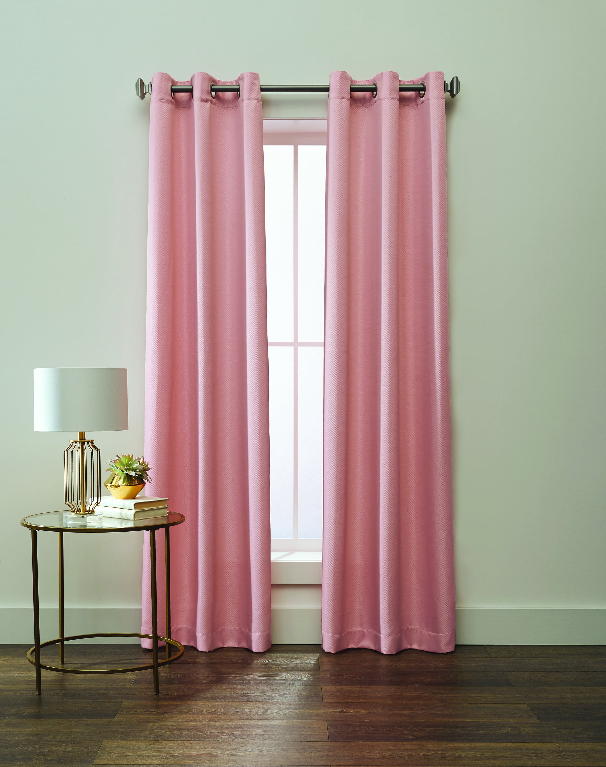Better Homes & Gardens Blush Pink Embroidered Lattice Sheer & Twill Weave 4 Piece Curtain Set, 84