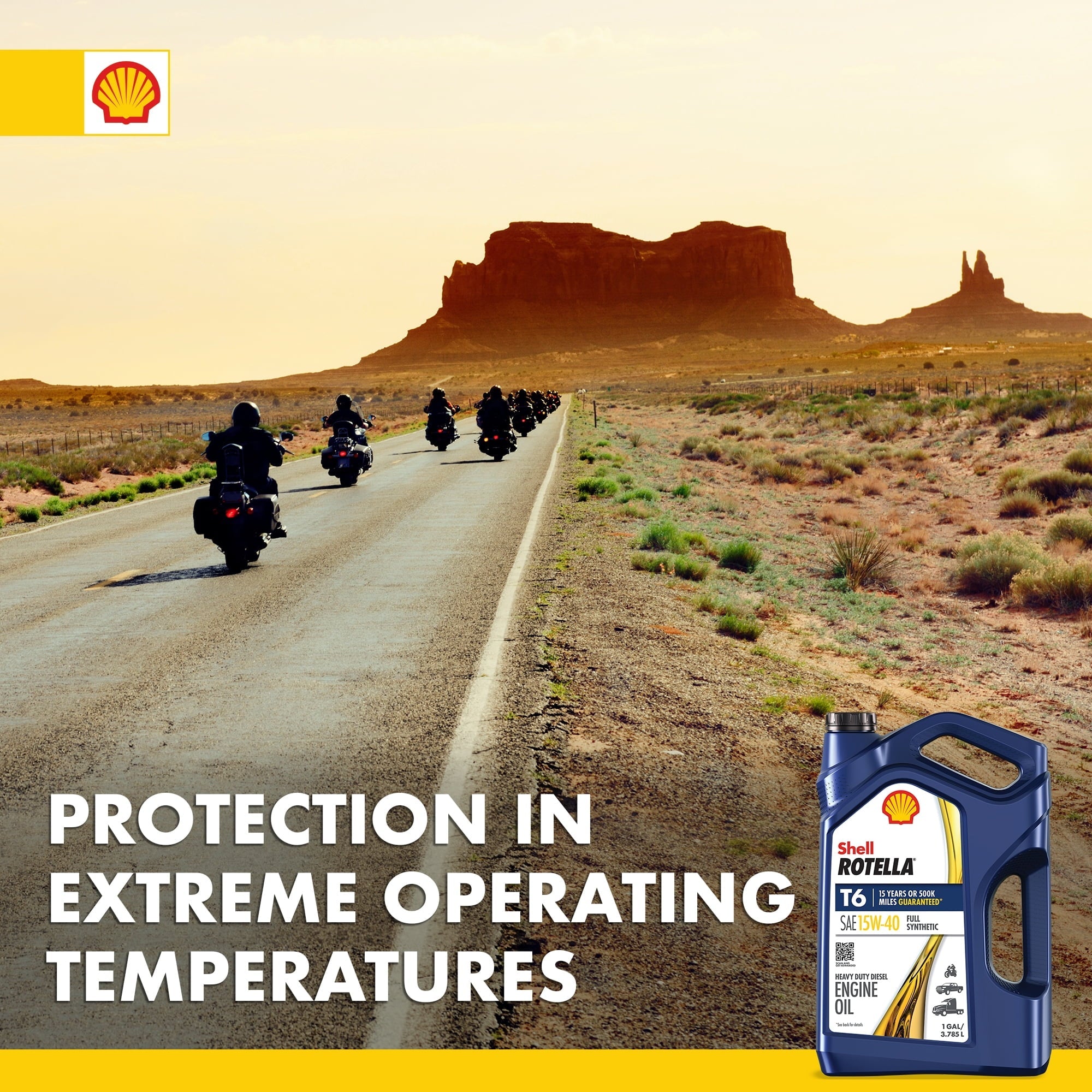 Shell Rotella T6 Full Synthetic 15W-40 Diesel Engine Oil, 1 Gallon