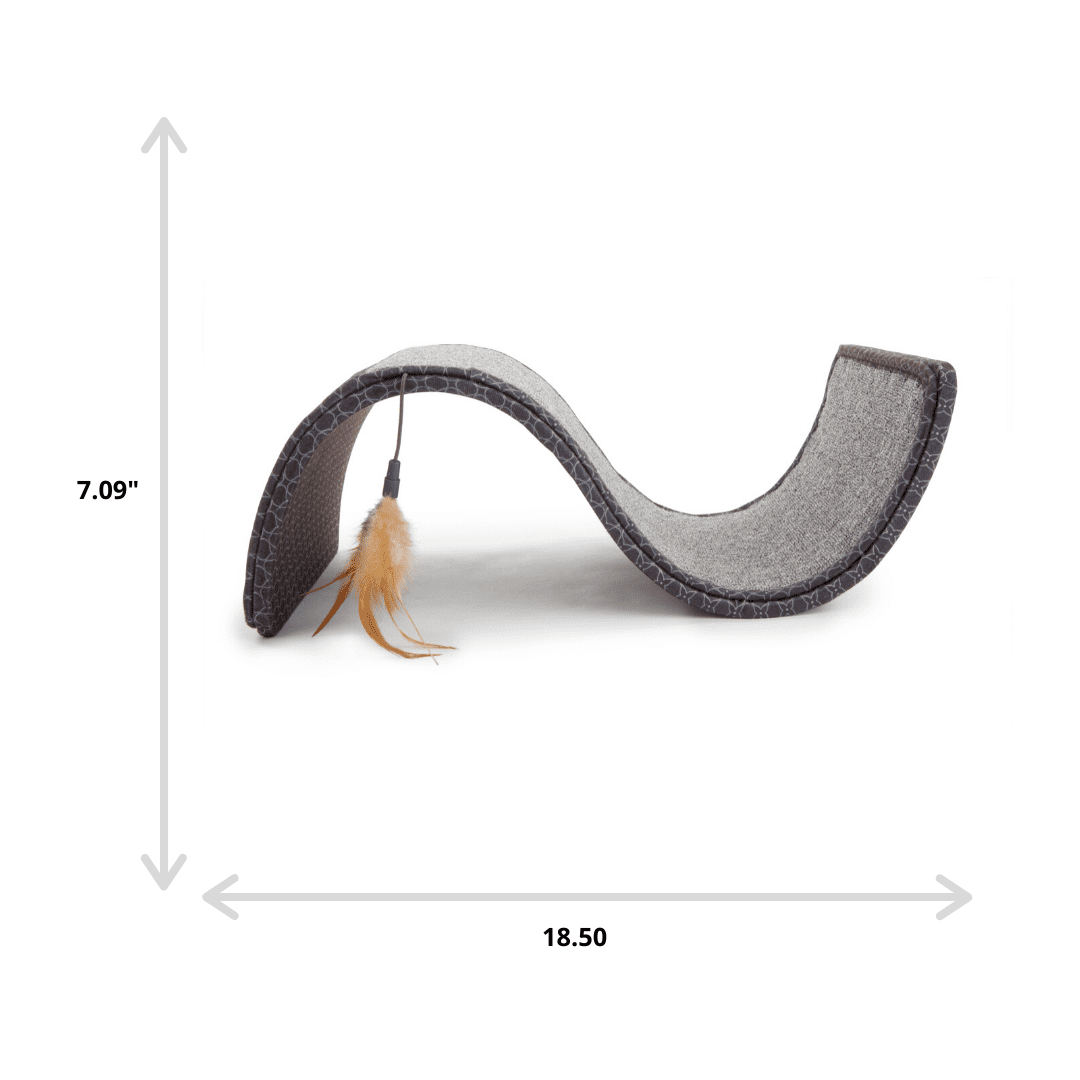 SmartyKat Scratch Scroll with Feather Toy, Multi-Surface Sisal & Carpet Cat Scratcher, Interactive Scratching Outlet & Lounger