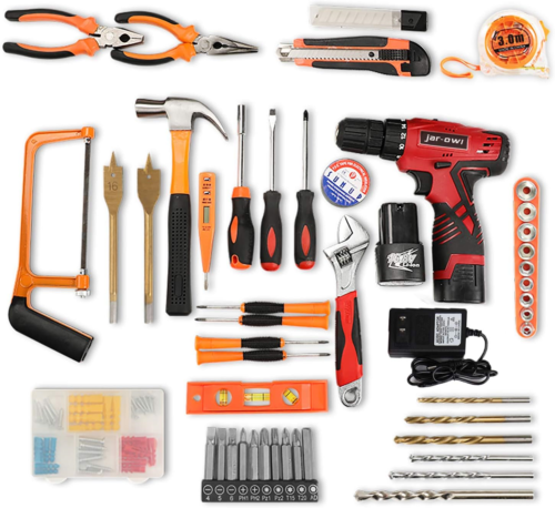 108 Piece Power Tool Combo Kits with 16.8V Cordless Drill, Household Tools Set w