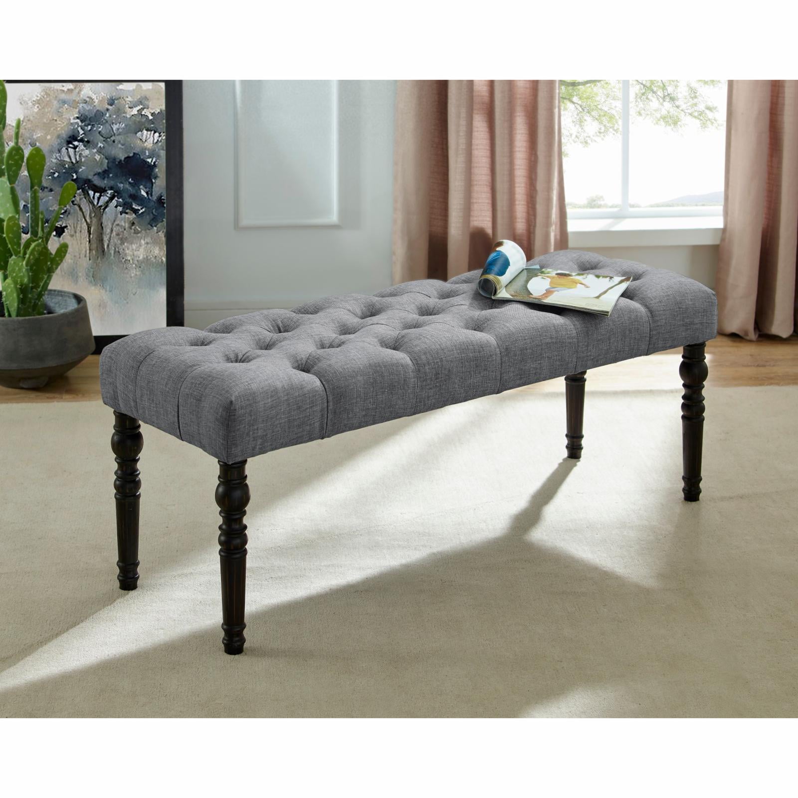 Roundhill Furniture Leviton Fabric Tufted Dining Bench