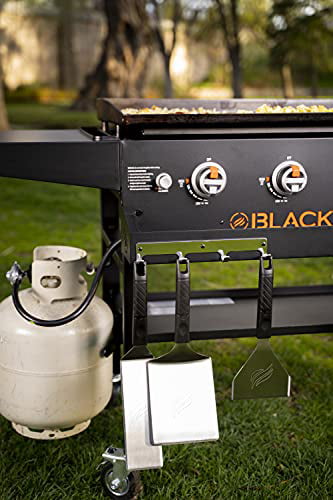 1984 Original 36 Inch Front Shelf, Side Shelf & Magnetic Strip Heavy Duty Flat Top Griddle Grill Station for Kitchen, Camping, Outdoor, Tailgating, Black