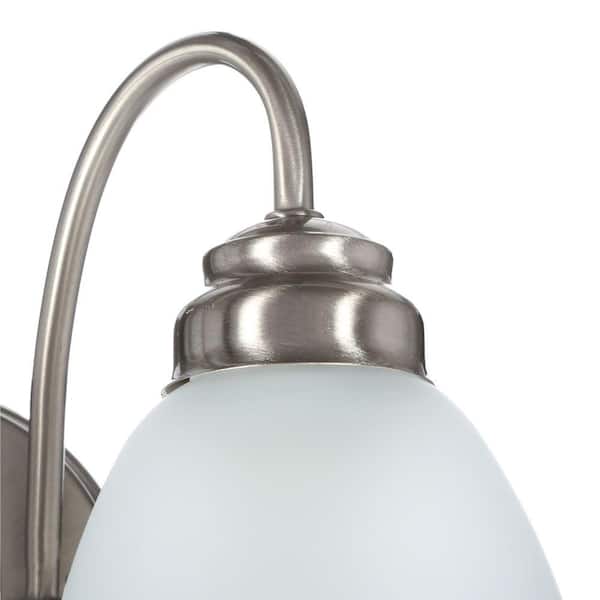 Hamilton 2-Light Brushed Nickel Vanity Light with Frosted Glass Shades