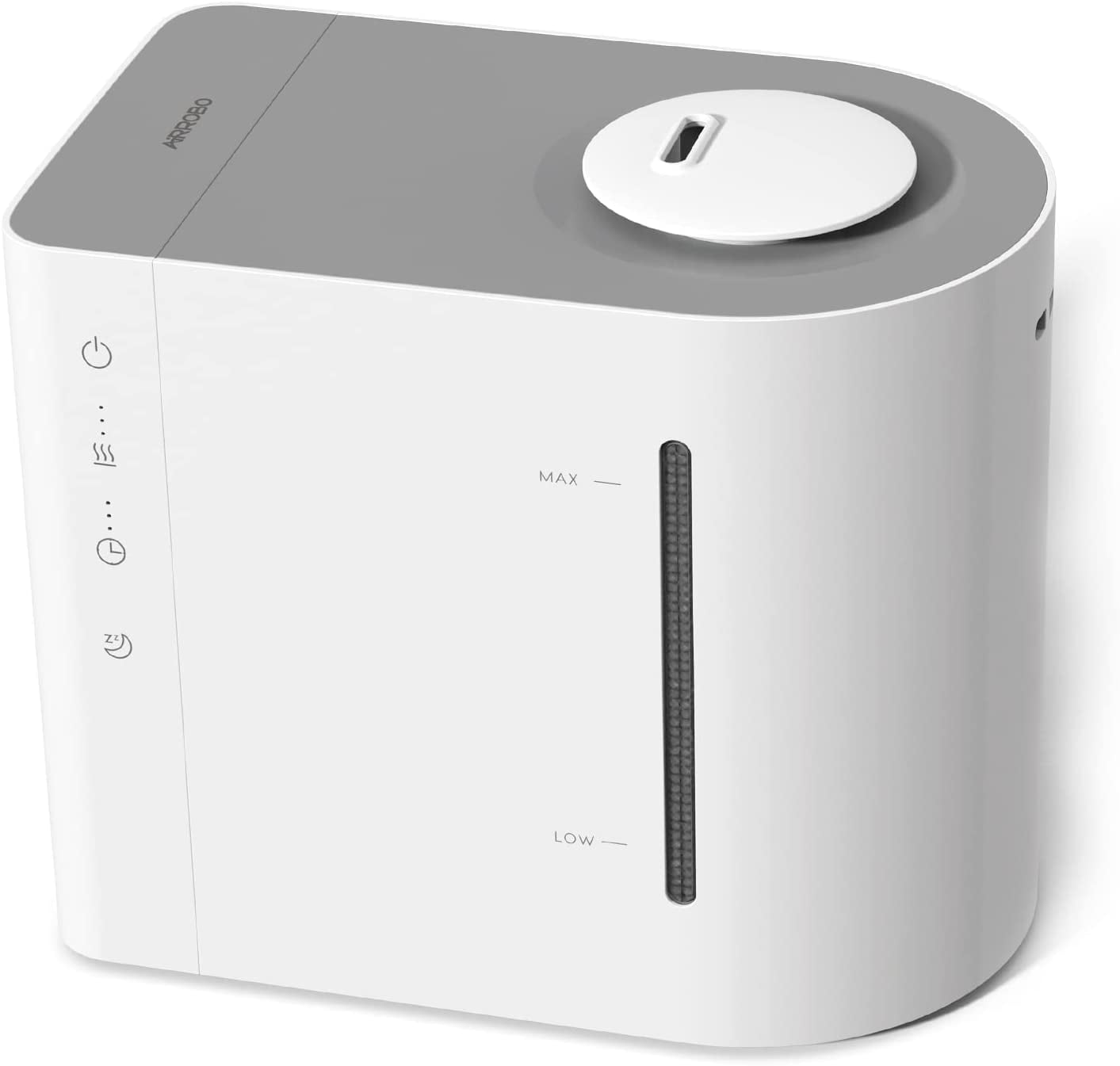 AIRROBO HU450 Ultrasonic Cool Mist Humidifier, 4.3L Top Fill Air Humidifier with 484 Sqft Room Coverage, 360° Nozzles, Waterless Auto Shut-off, White