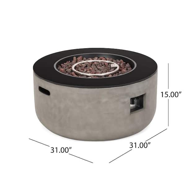 Delphine Light Gray and Black Circular Stone Fire Pit (No Tank Holder)