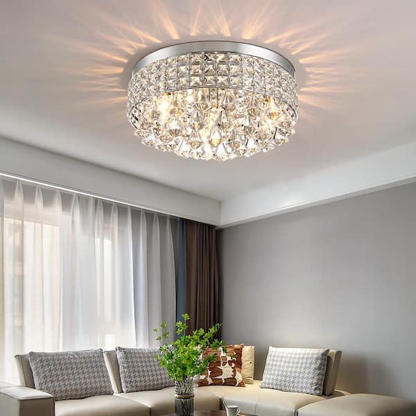 Jackson 4-Light 15 in. Chrome Flush Mount With Crystal