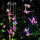 TiokMc Solar Hummingbird Wind Chime - Color Changing LED Light, Decorative Hanging Mobile for Home Patio Garden