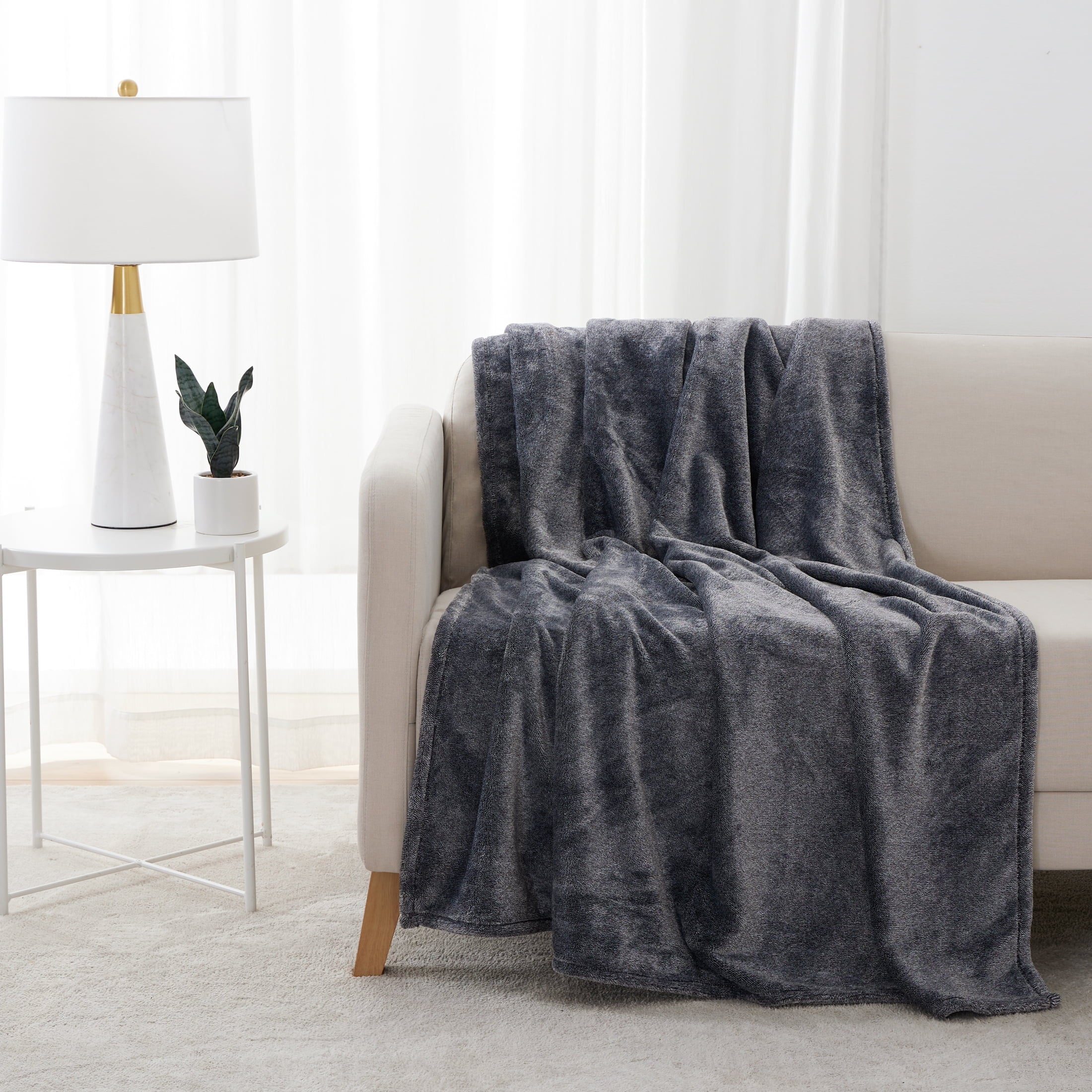 Berkshire Blanket & Home Co EcoThread TM Plush Throw Blanket, Gray, Oversized Throw
