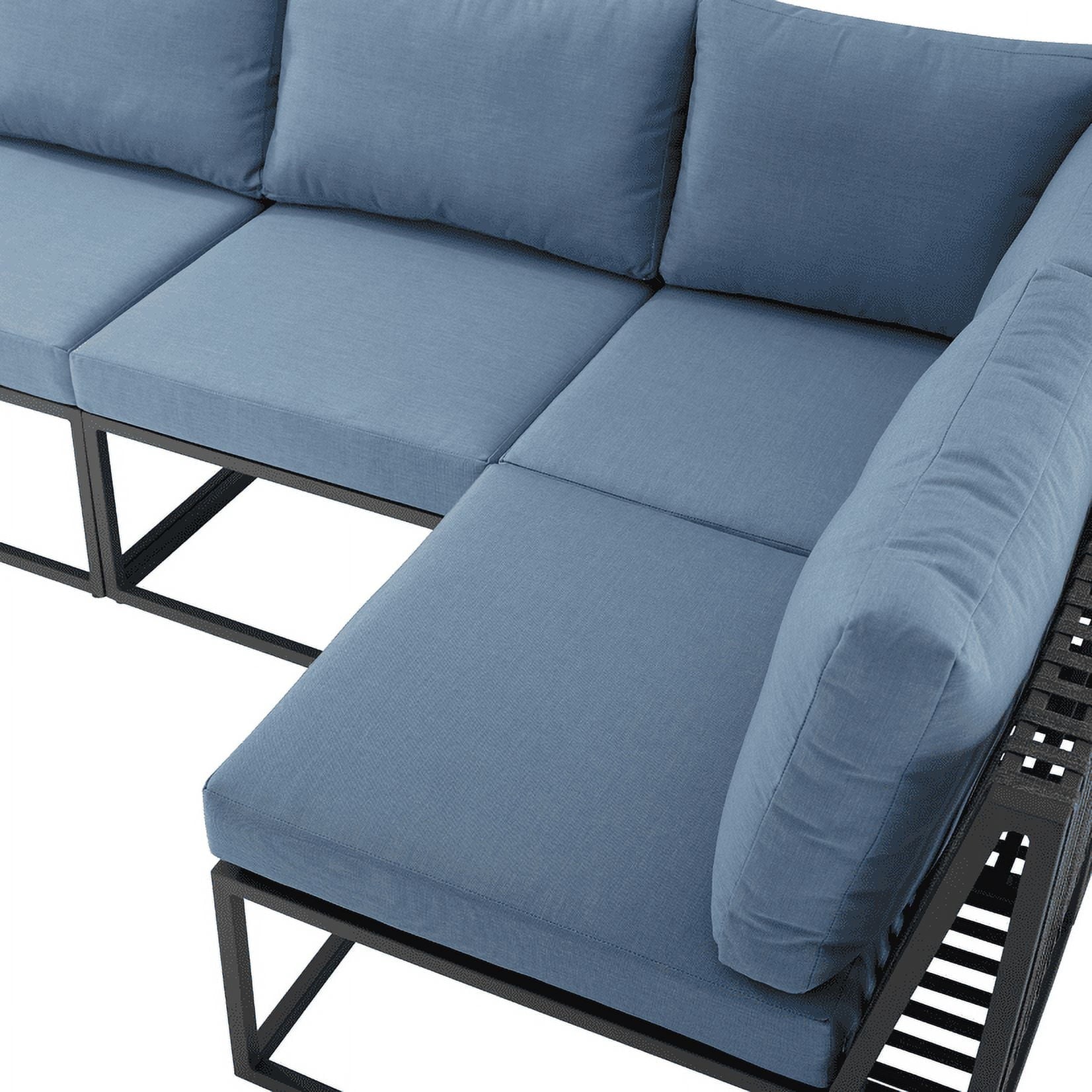 Manor Park 5 Pc Outdoor Patio Sectional Set, Blue/Black Metal Cushion