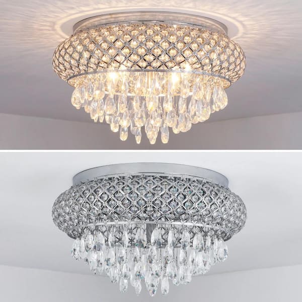 Jackson 5-Light 19.7 in. Chrome Flush Mount With Crystal Shade