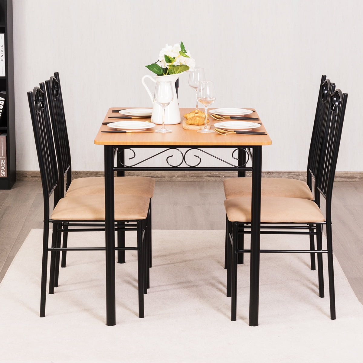 Costway 5 PC Dining Set Wood Metal 30