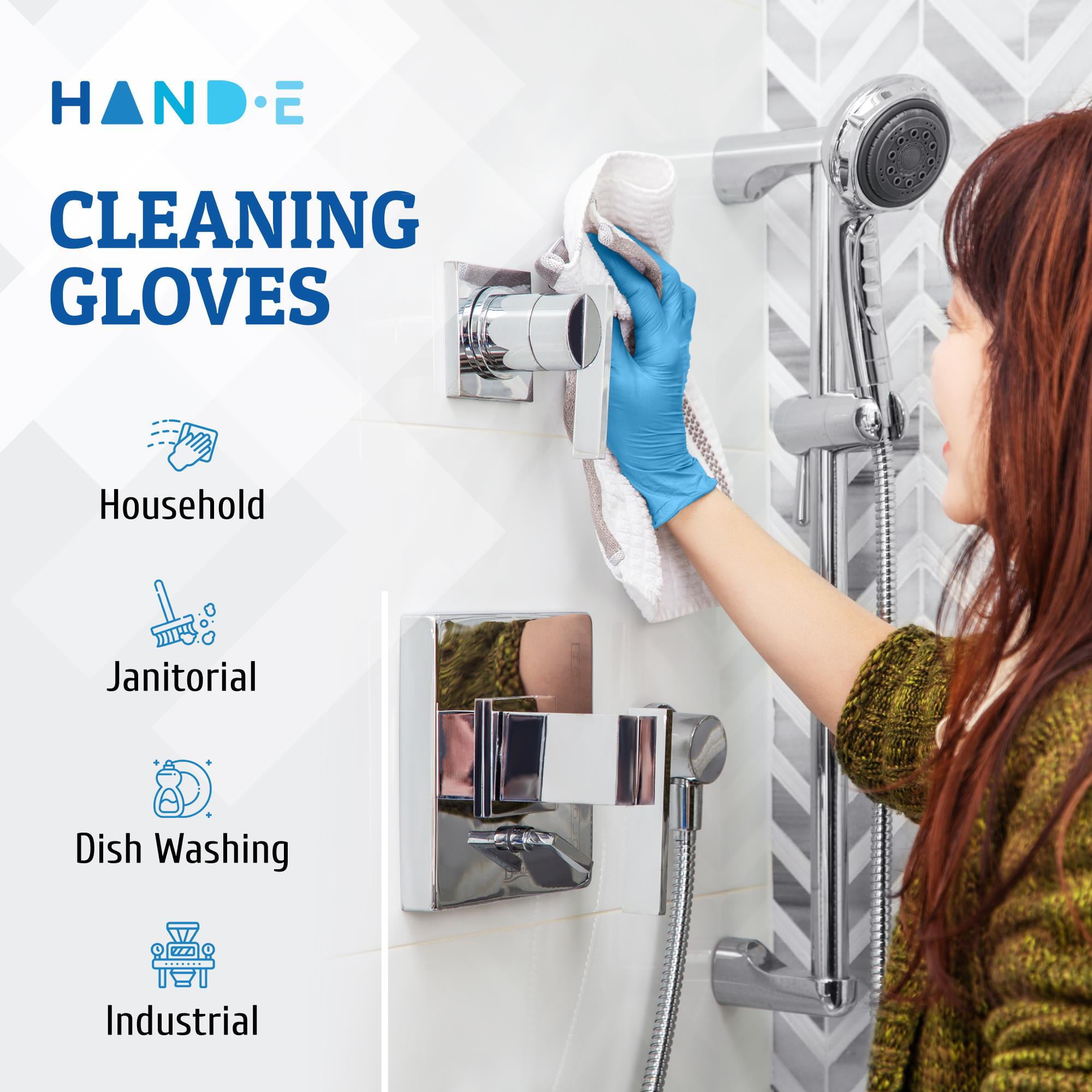 Hand-E Nitrile Gloves (L -100 Count) 3 Mil, Blue Disposable Latex and Powder Free Medical and Household Gloves