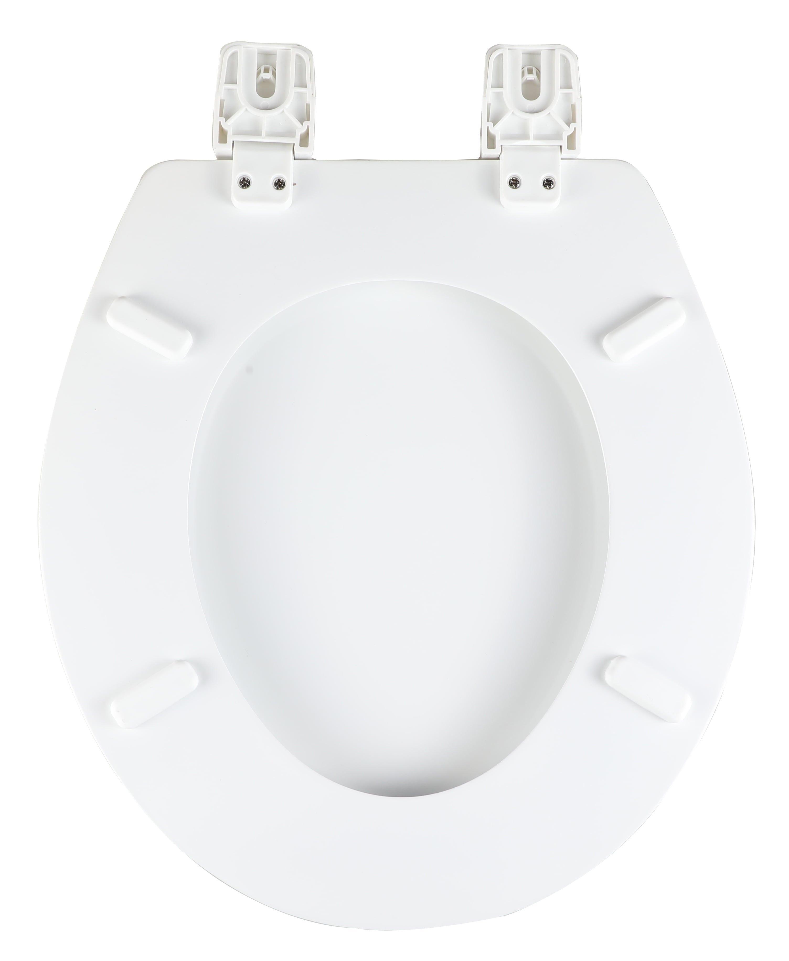 Mainstays Round Wood Beveled Edge Toilet Seat With Easy-off Hinges, White