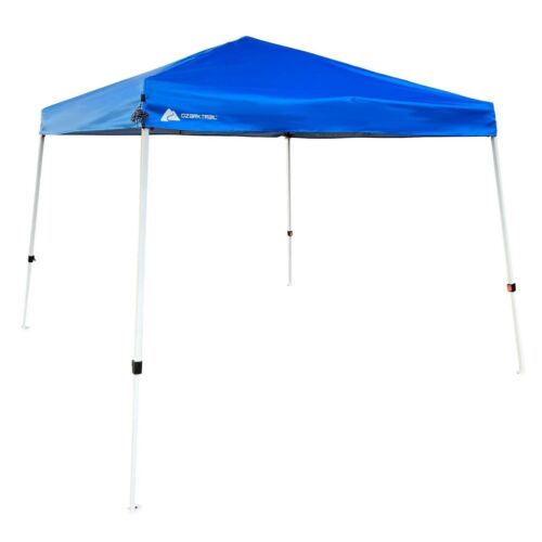 10' x 10' Instant Slant Leg Canopy Blue Outdoor Canopy for Camping Fishing Beach