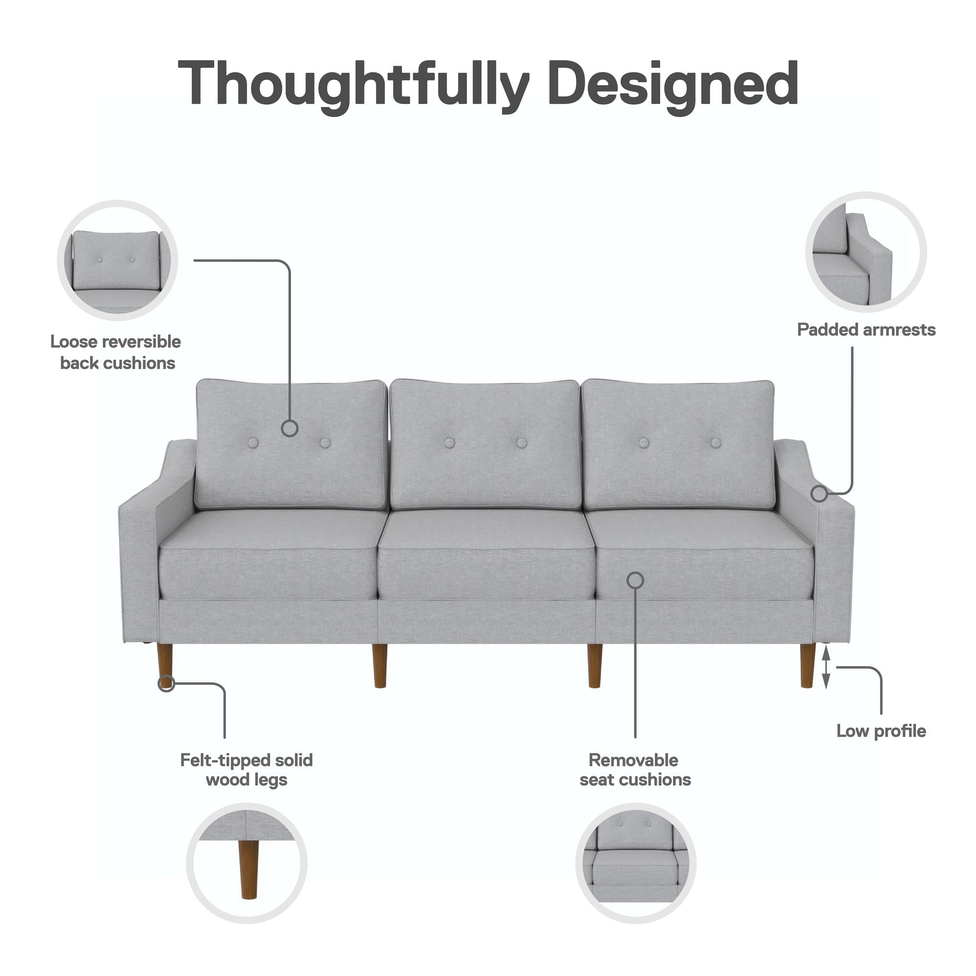 DHP Zion Modular 3-Seater Sofa, Gray Linen