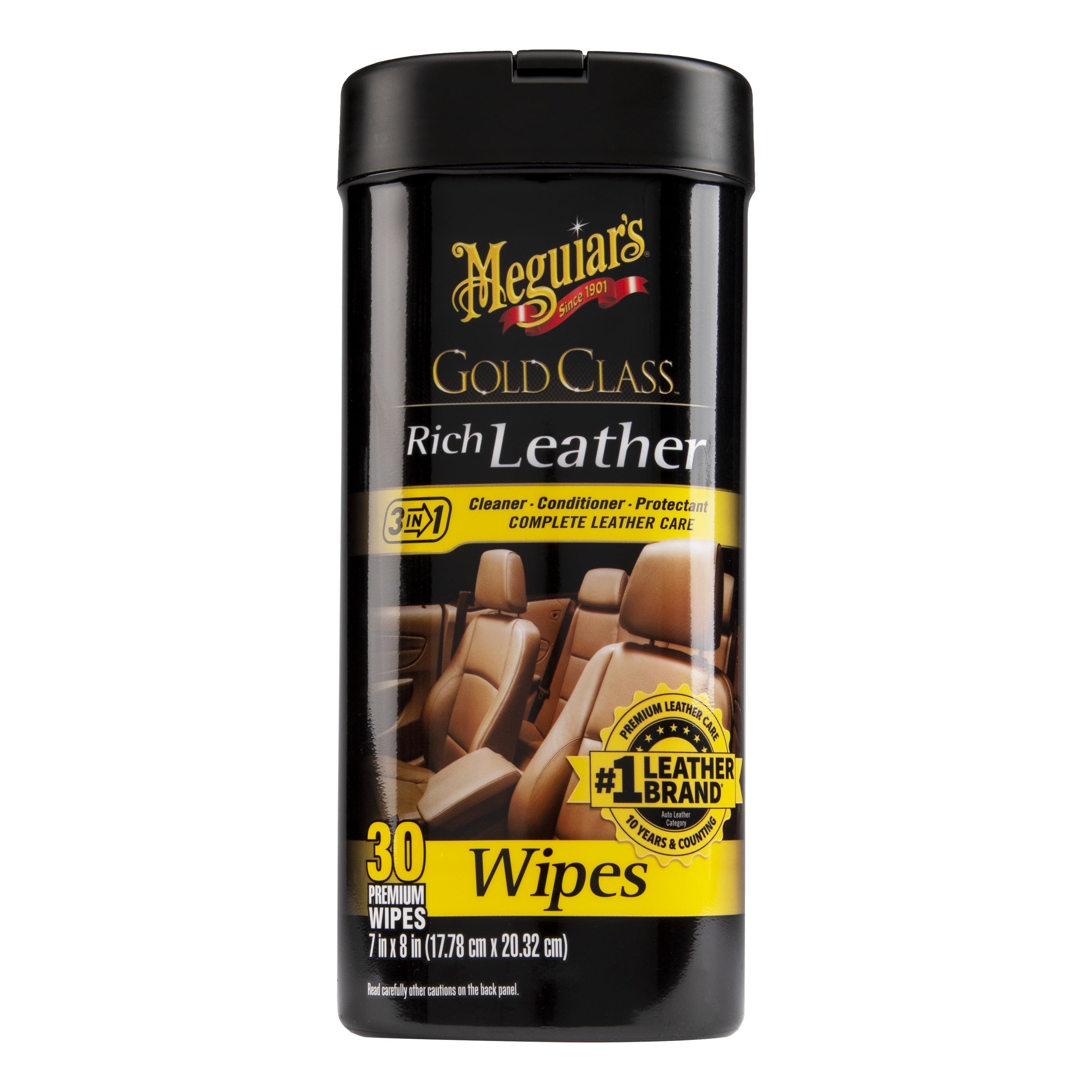 Meguiar's Gold Class Rich Leather Wipes, G10900, 30 Wipes