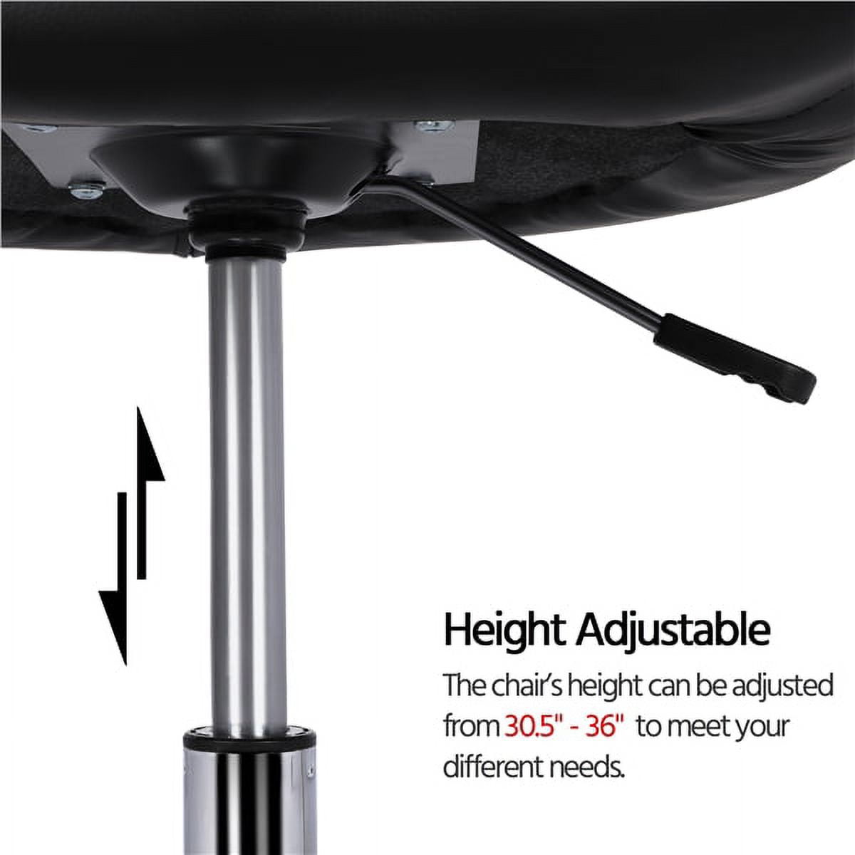 Alden Design Modern Tufted Adjustable Barrel Swivel Accent Chair, Black Faux Leather