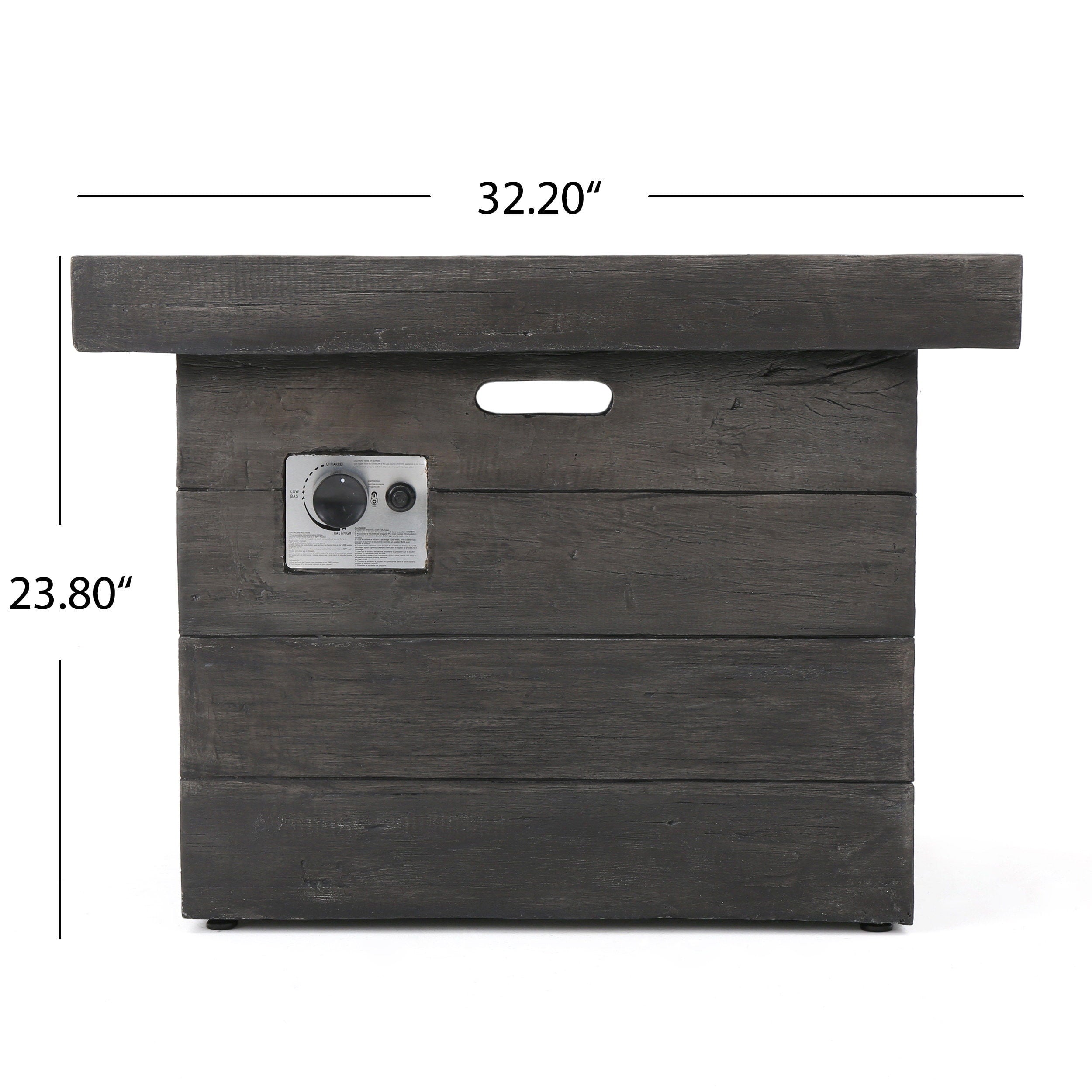 Mayer Grey Magnesium Oxide Square Gas Fire Pit