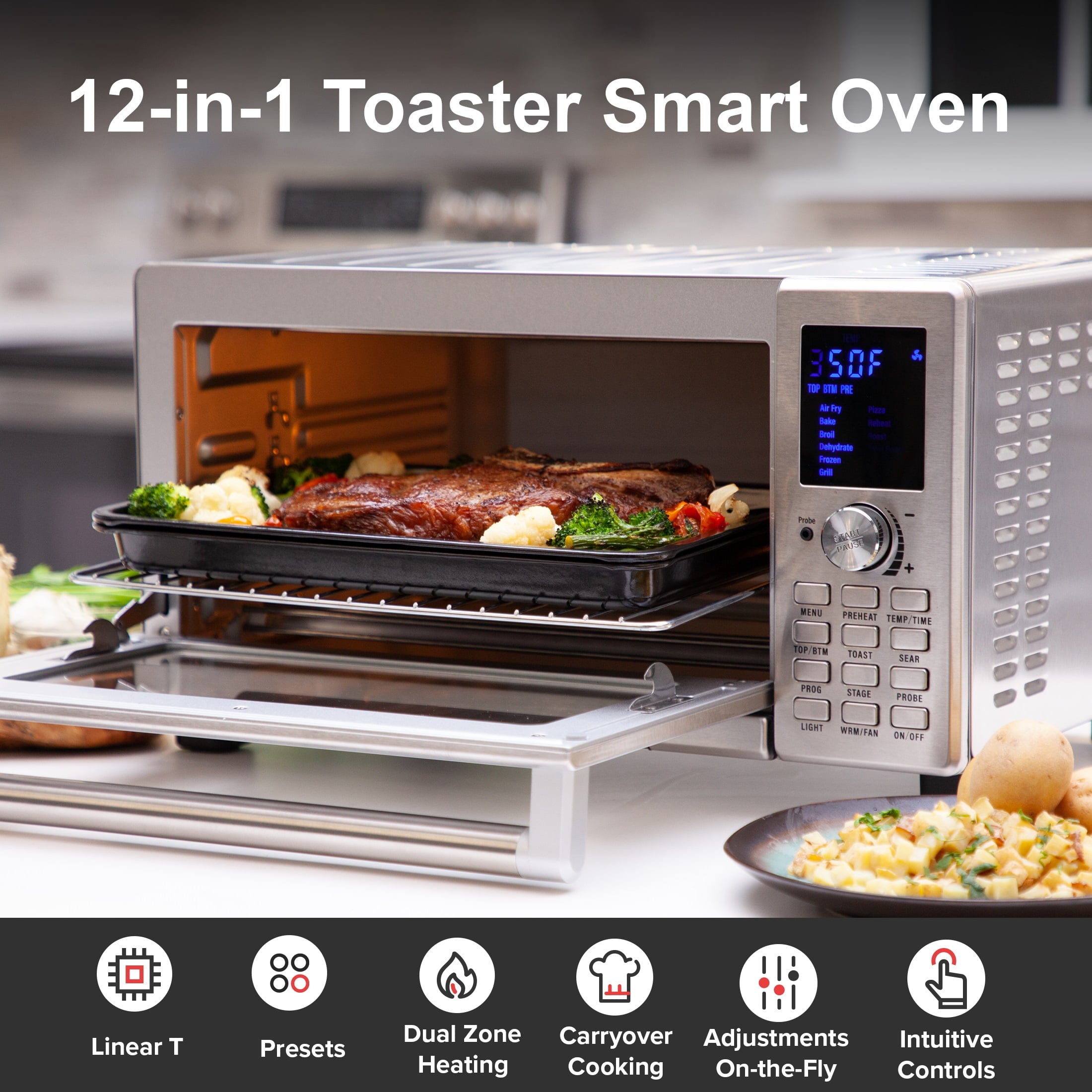 NuWave Bravo XL Oven 1800-Watt Stainless steel Convection Oven 12-in-1 Smart Toaster Oven