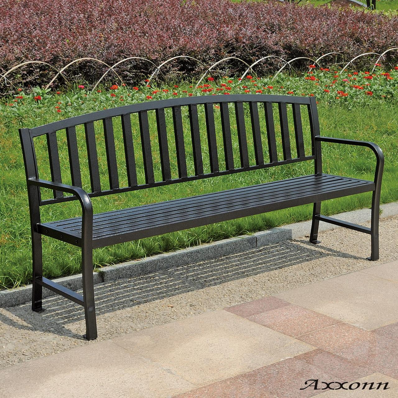 Axxonn 6ft Commercial Heavy Duty Metal Bench, Black, L 70.9 x W 21.3 x H 34.4 inches