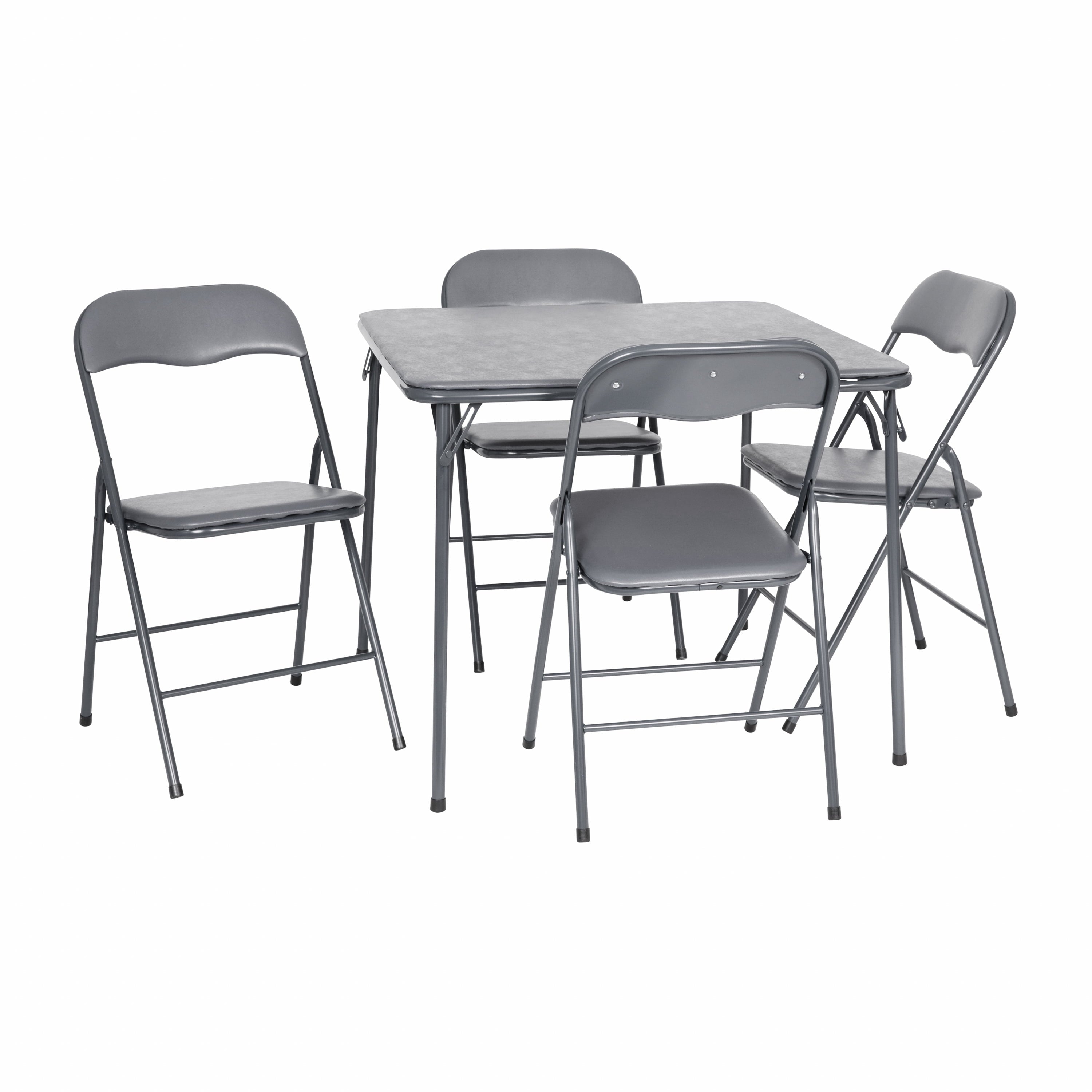 BizChair 5 Piece Gray Folding Card Table and Chair Set