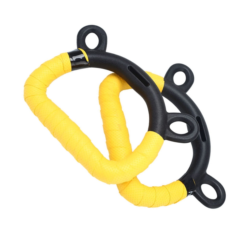 2Pcs Plastic Children Gymnastic Ring Kids Pull-up Fitness Equipment Excercise Tool for Full Body Strength Bodyweight Training (Children Style, 1 Pair of Handles + Yellow Hand Gel)