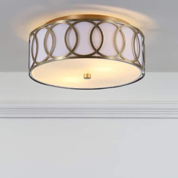Aria 2-Light 12.25 in. Metal LED Flush Mount, Brass Gold