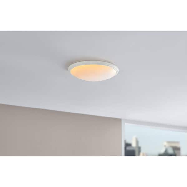 14 in. Light White and Matte Black Adjustable CCT Integrated LED Flush Mount with Interchangeable Trim