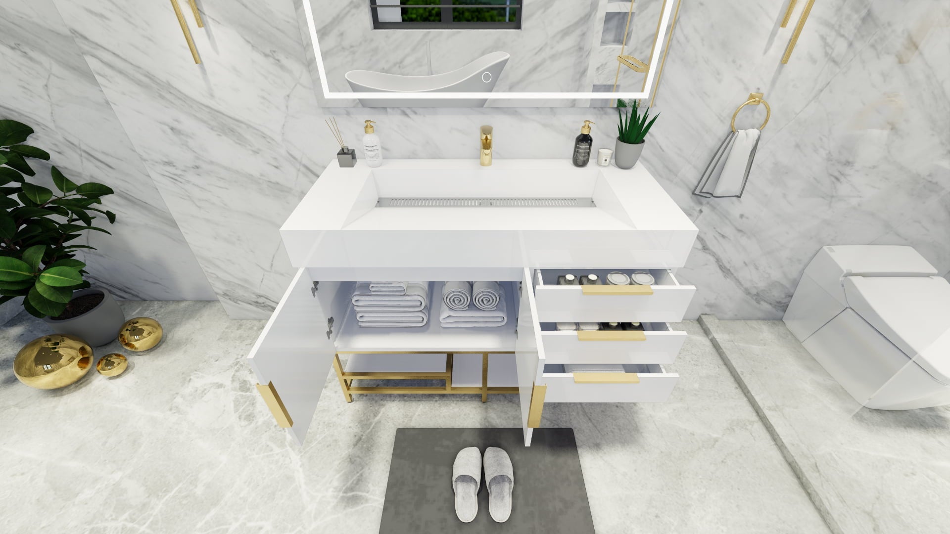 BETHANY FREESTANDING VANITY WITH REINFORCED ACRYLIC SINK FROM 24 INCH TO 84 INCH