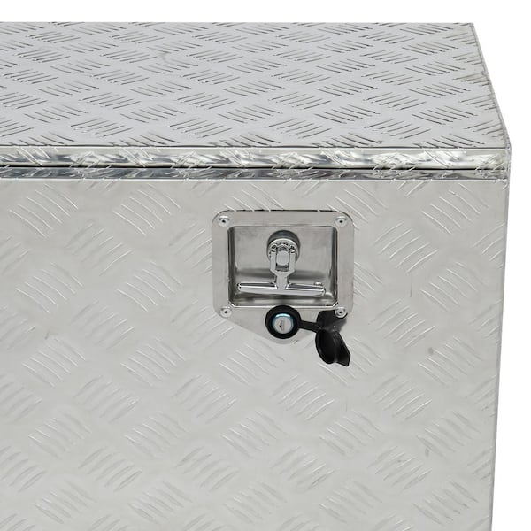 30 in. Silver Diamond Plate Aluminum Underbody Truck Tool Box Double Lock with Key