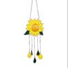 Sunflower Wind Chimes Ornaments, Stained Glass Window Hanging Panel Decoration with Chain for Home Porch Garden Decor