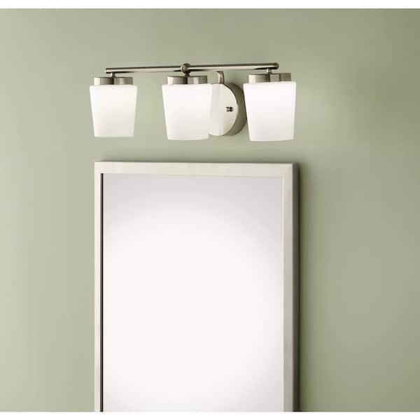 Jackson Park 22 in. 3-Light Brushed Nickel Integrated LED Bathroom Vanity Light Bar with Frosted Glass