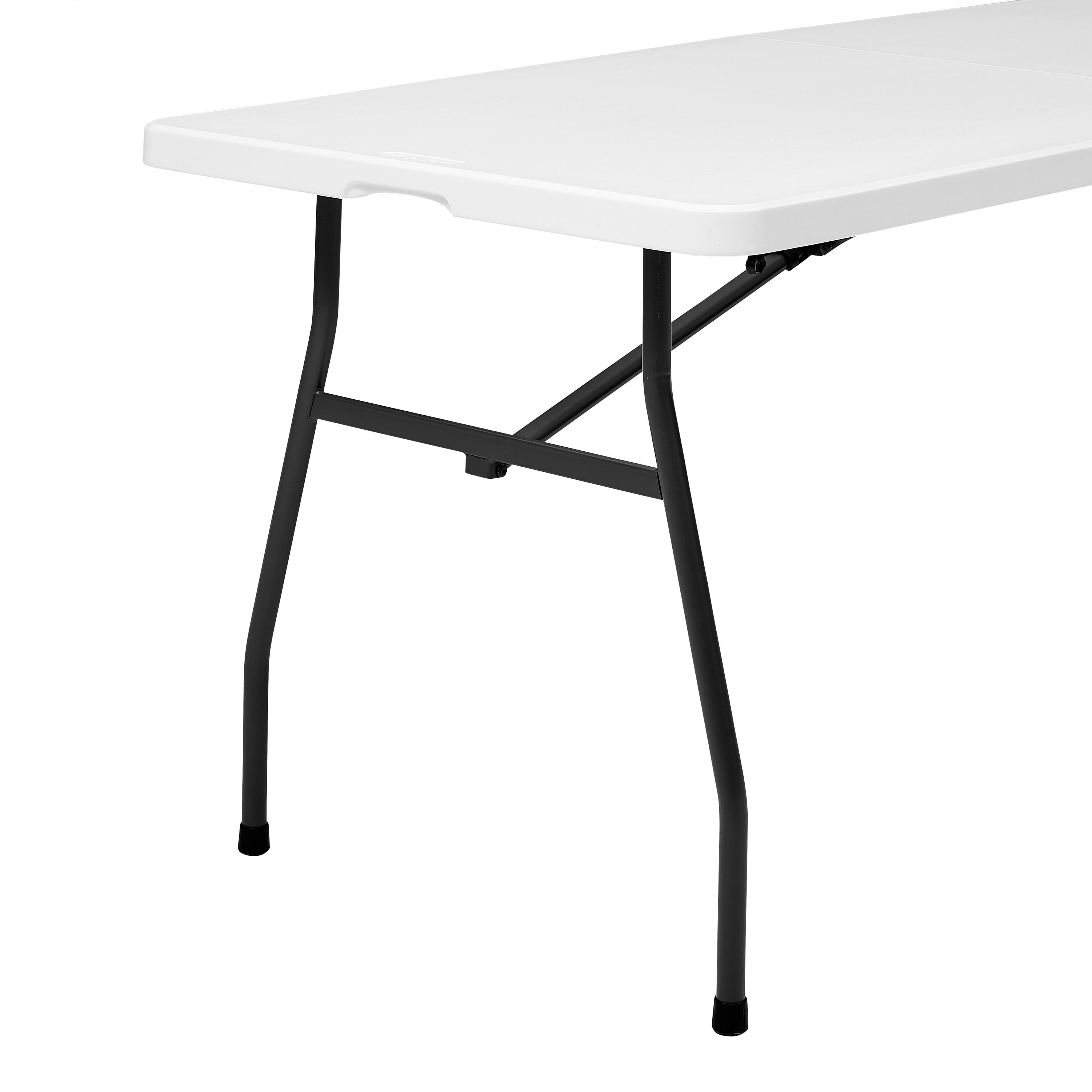 Mainstays 6 Foot Premium Fold-in-Half Table, White Granite
