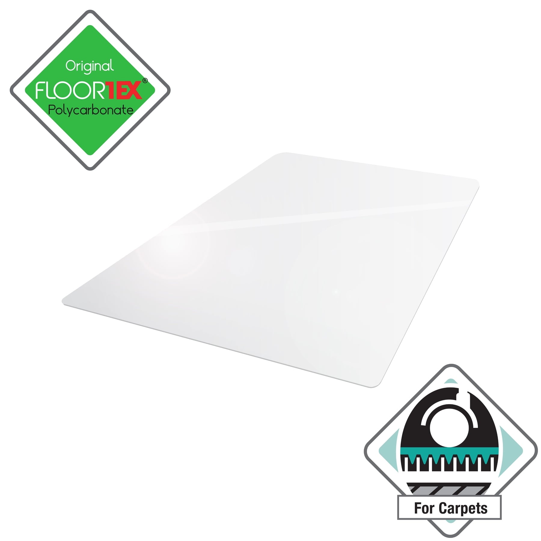 Cleartex Ultimat Polycarbonate Rectangular Chair Mat for Low & Medium Pile Carpets up to 1/2