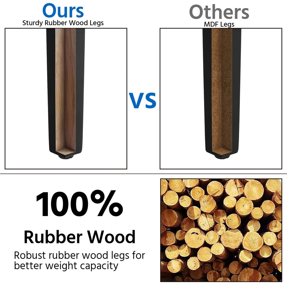 Smile Mart Tufted High Back Dining Chair with Solid Wood Legs, Set of 2, Khaki