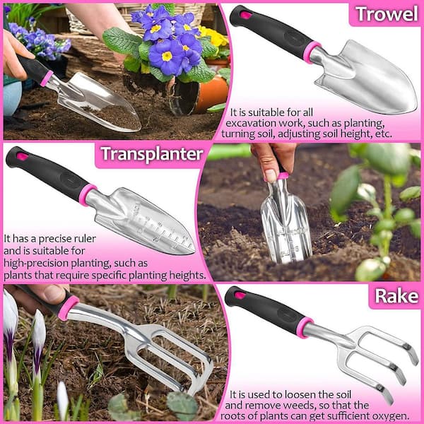 10-Piece Pink Garden Tool Set
