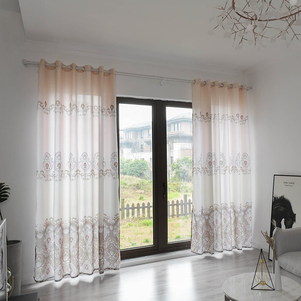 Home Deals!WQQZJJ Household Essentials Leaves Sheer Curtain Tulle Window Voile Drape Valance 1 Panel Fabric,Gifts On Clearance