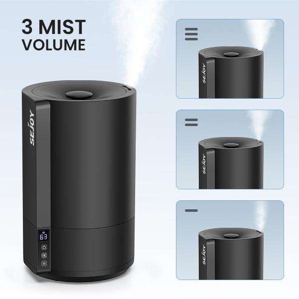 Sejoy Humidifiers for Bedroom, Quiet (3.5L Water Tank) Cool Mist Top Fill Essential Oil Diffuser for Baby Nursery and Plants,  Rapid Ultrasonic Humidification for Home Large Room,Black