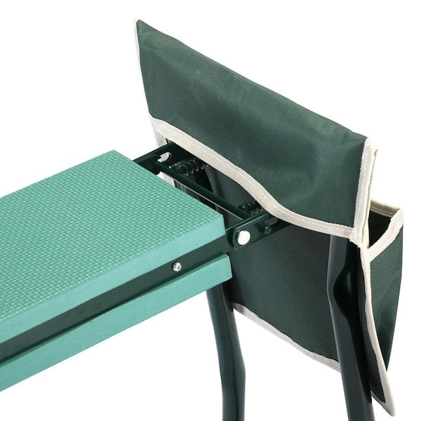 Outdoor 2-In-1 Garden Stool and Kneeler, Garden Bench with Tool Bags, Kneeling Pad