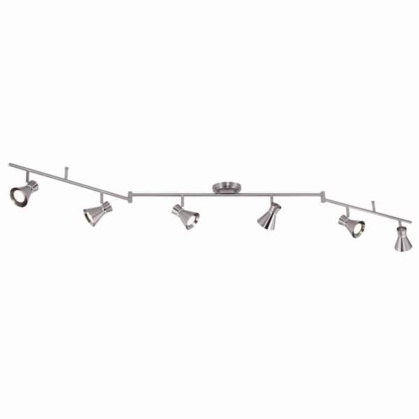 Alto 6.84 ft. 6-Light Brushed Nickel LED Swing Arm Flexible Track Lighting Kit with Step Head