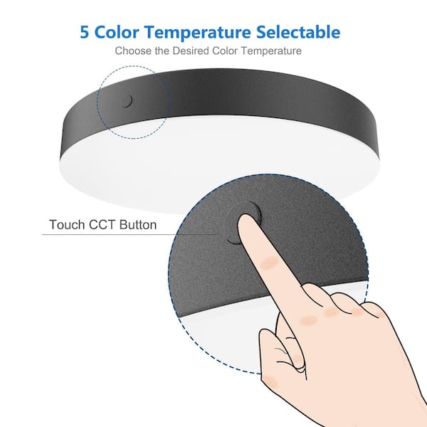 Luis 11 in. Light Matte Black Adjustable CCT Integrated LED Flush Mount