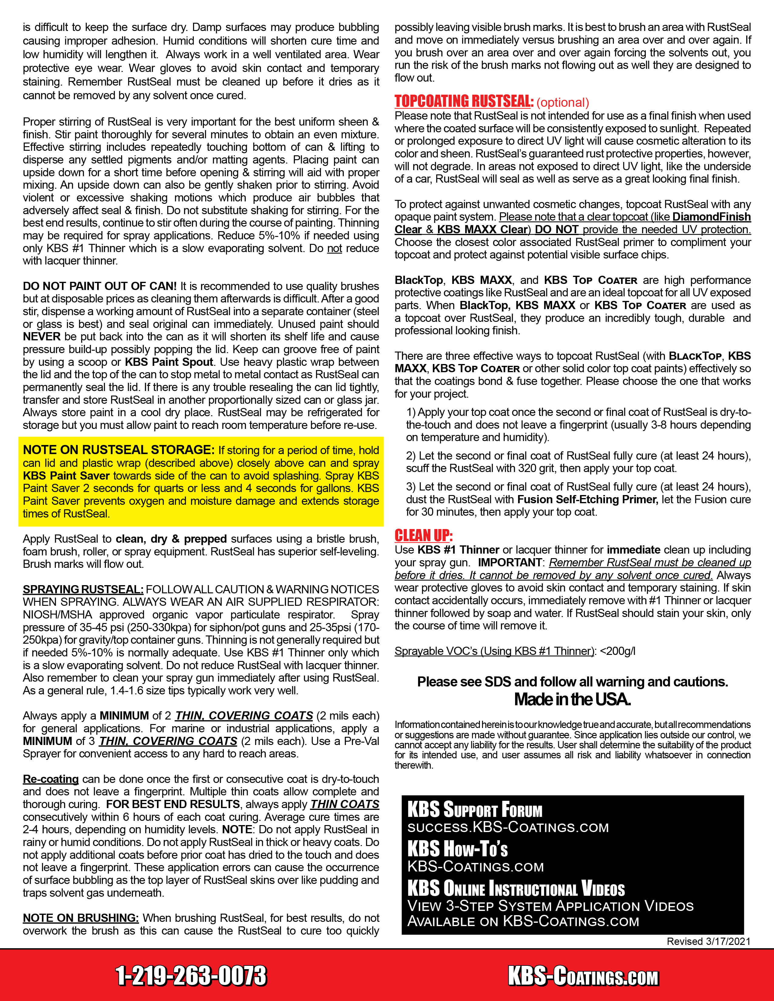 KBS Coatings 4402 Satin Black Rustseal -1 quart, Covers 50 Sq Ft, Proven Rust Prevention