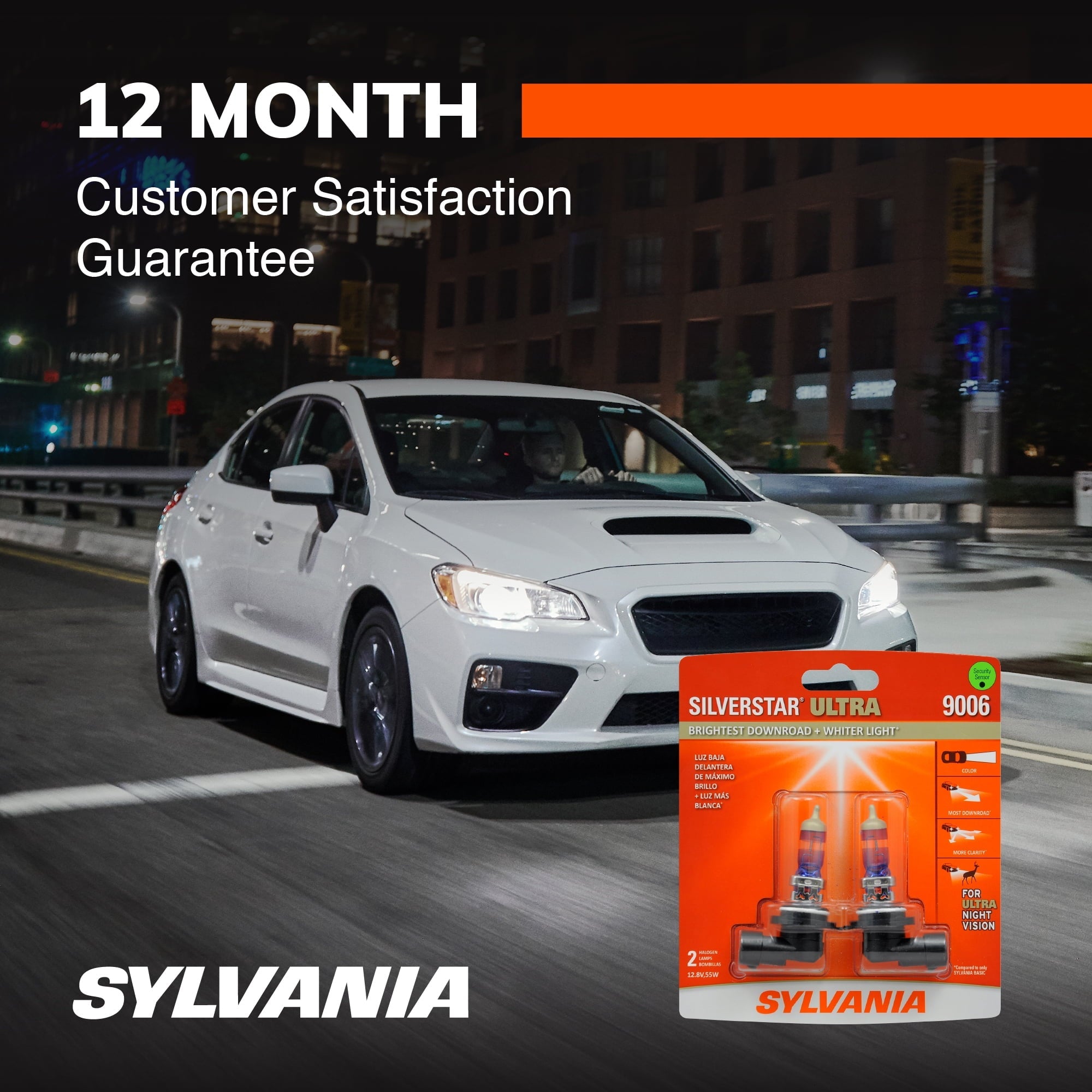 Sylvania 9006 SilverStar Ultra Halogen Headlight Bulb, Pack of 2.
